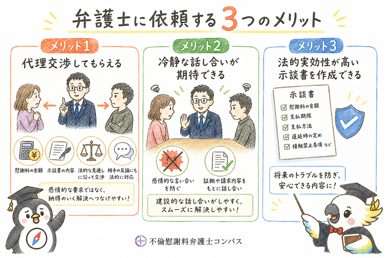 ８章　浮気相手と３人での話し合いを弁護士に依頼するメリット３つ